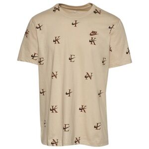 Nike Men's Beige and Brown Logo T-Shirt